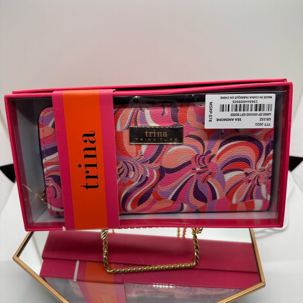 Trina Turk Pink Orange Swirl Wallet NIB